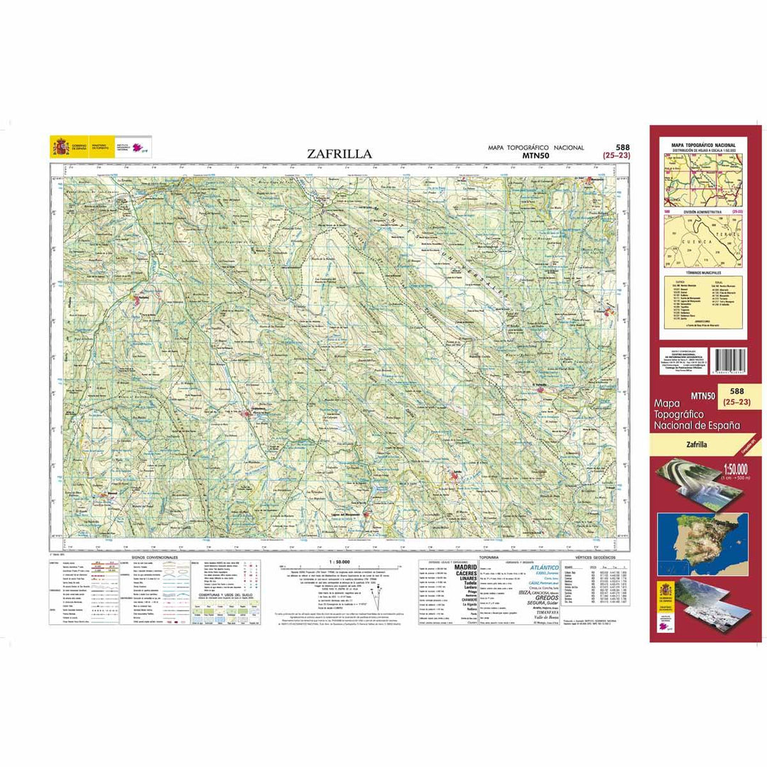 Carte topographique de l'Espagne - Zafrilla, n° 0588, n° 0588 | CNIG - 1/50 000 carte pliée CNIG 