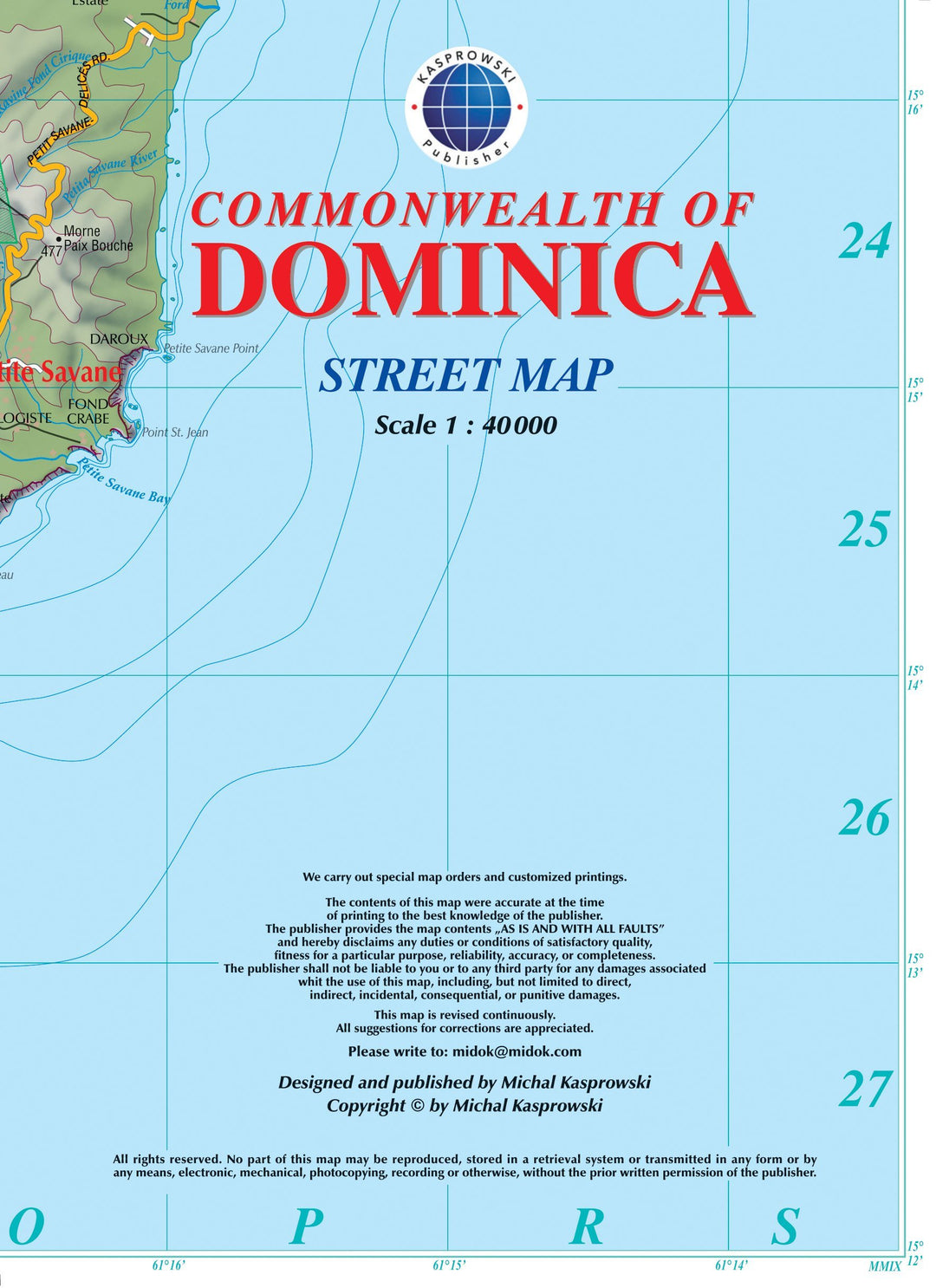 Carte topographique - Dominique | Kasprowski carte pliée Kasprowski 