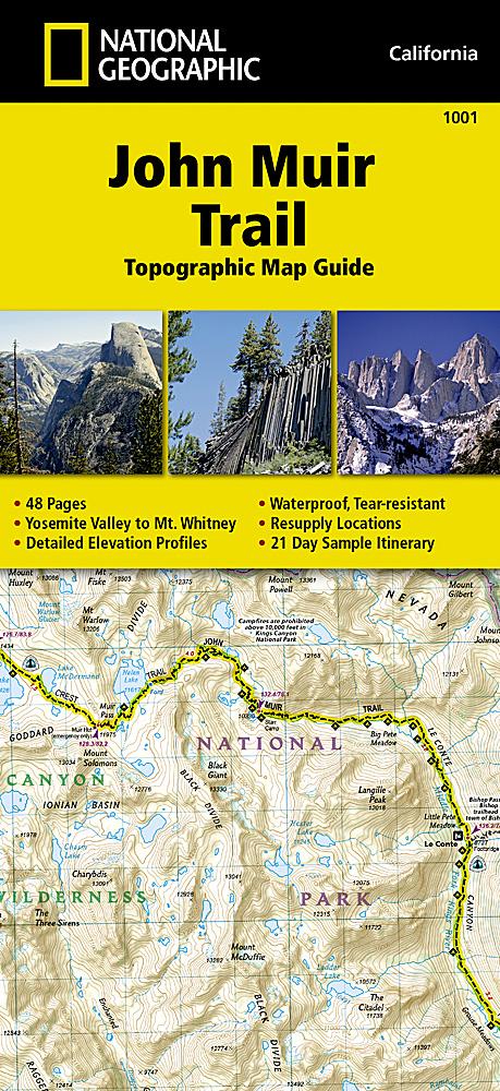 Carte topographique du John Muir Trail (Californie) | National Geographic carte pliée National Geographic 
