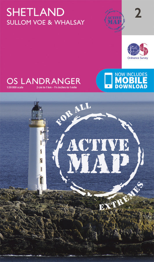 Carte topographique n° 002 - Shetland - Sullom Voe, Whalsay (Grande Bretagne) | Ordnance Survey - Landranger carte pliée Ordnance Survey Plastifiée 