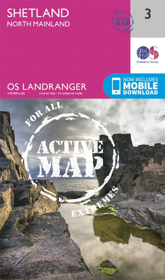 Carte topographique n° 003 - Shetland - North Mainland (Grande Bretagne) | Ordnance Survey - Landranger carte pliée Ordnance Survey Plastifiée 