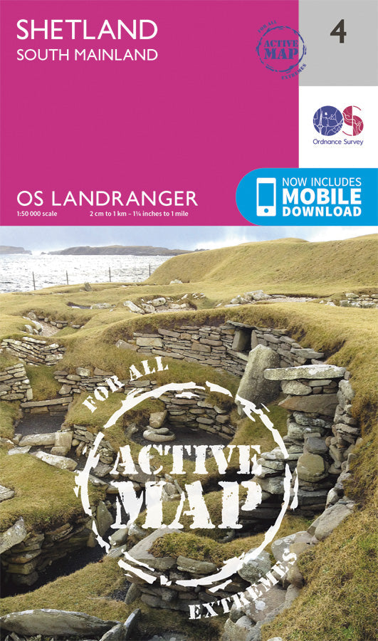Carte topographique n° 004 - Shetland - South Mainland (Grande Bretagne) | Ordnance Survey - Landranger carte pliée Ordnance Survey Plastifiée 