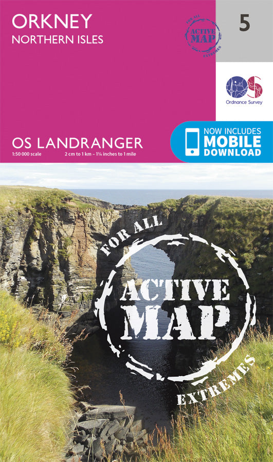Carte topographique n° 005 - Orkney - Northern Isles (Grande Bretagne) | Ordnance Survey - Landranger carte pliée Ordnance Survey Plastifiée 