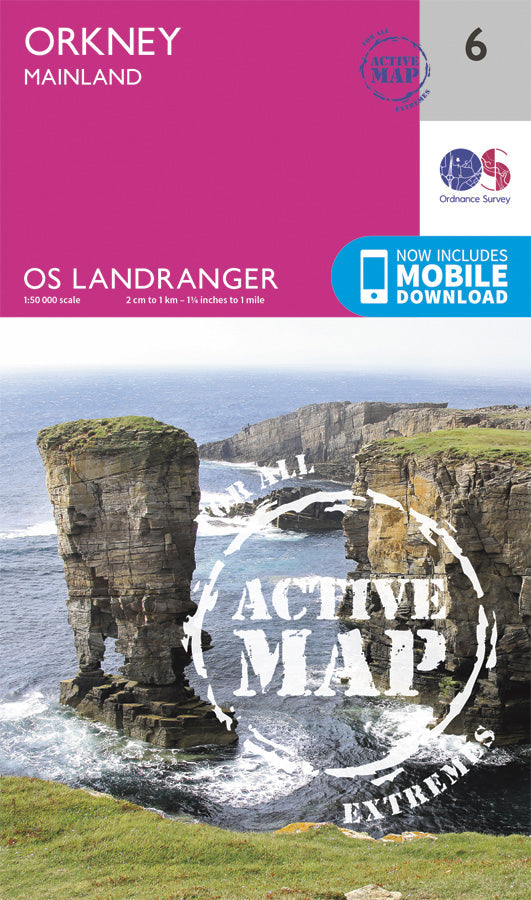 Carte topographique n° 006 - Orkney - Mainland (Grande Bretagne) | Ordnance Survey - Landranger carte pliée Ordnance Survey Plastifiée 