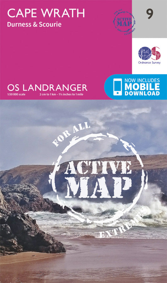 Carte topographique n° 009 - Cape Wrath (Grande Bretagne) | Ordnance Survey - Landranger carte pliée Ordnance Survey Plastifiée 