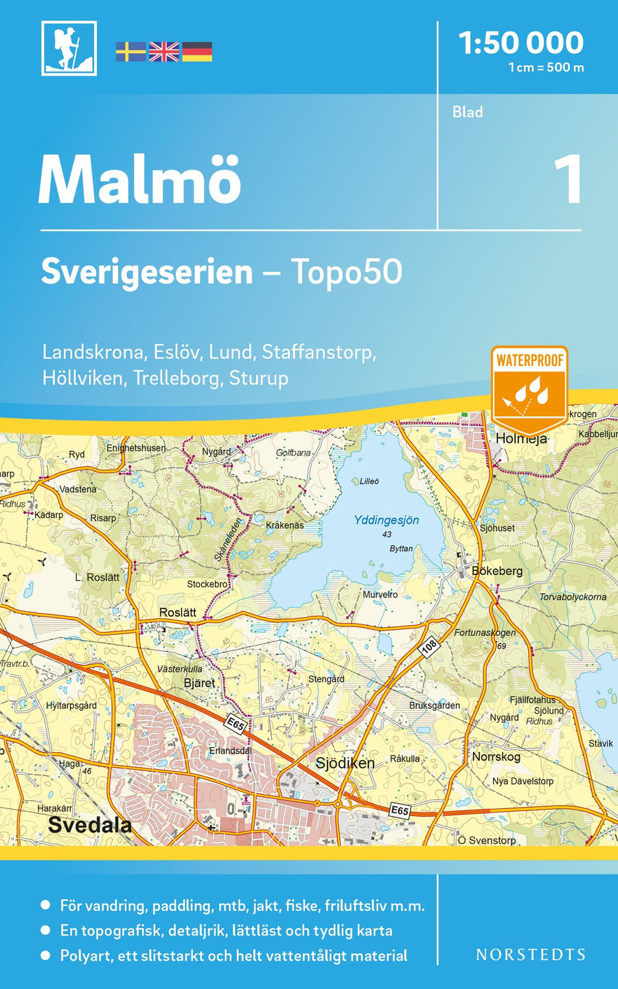 Carte topographique n° 01 - Malmö (Suède) | Norstedts - Sverigeserien carte pliée Norstedts 