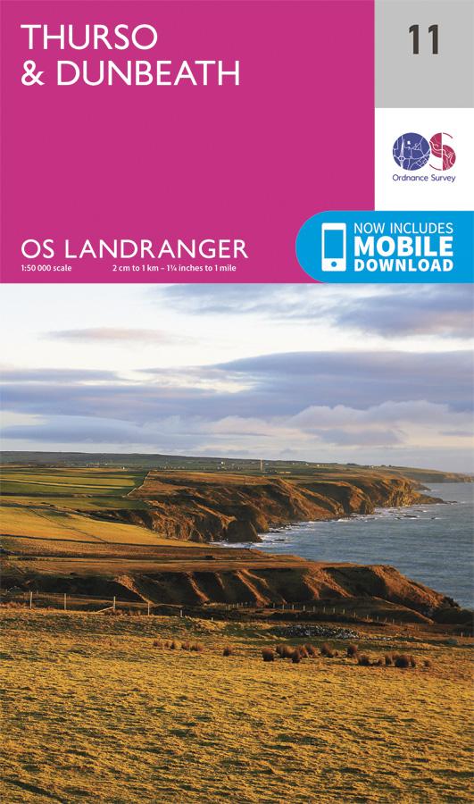 Carte topographique n° 011 - Thurso, Dunbeath (Grande Bretagne) | Ordnance Survey - Landranger carte pliée Ordnance Survey 