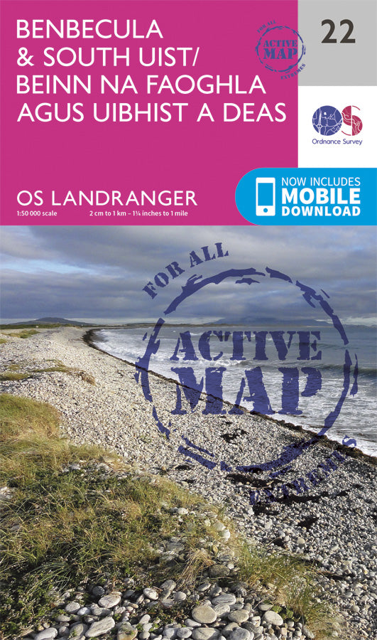 Carte topographique n° 022 - Benbecula, South Uist (Grande Bretagne) | Ordnance Survey - Landranger carte pliée Ordnance Survey Plastifiée 