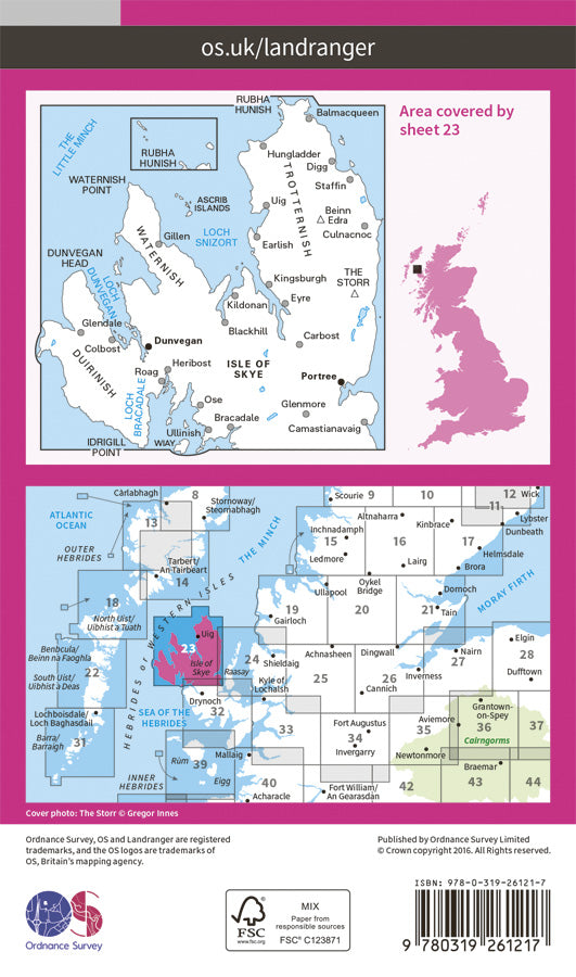 Carte topographique n° 023 - North Skye (Grande Bretagne) | Ordnance Survey - Landranger carte pliée Ordnance Survey Papier 