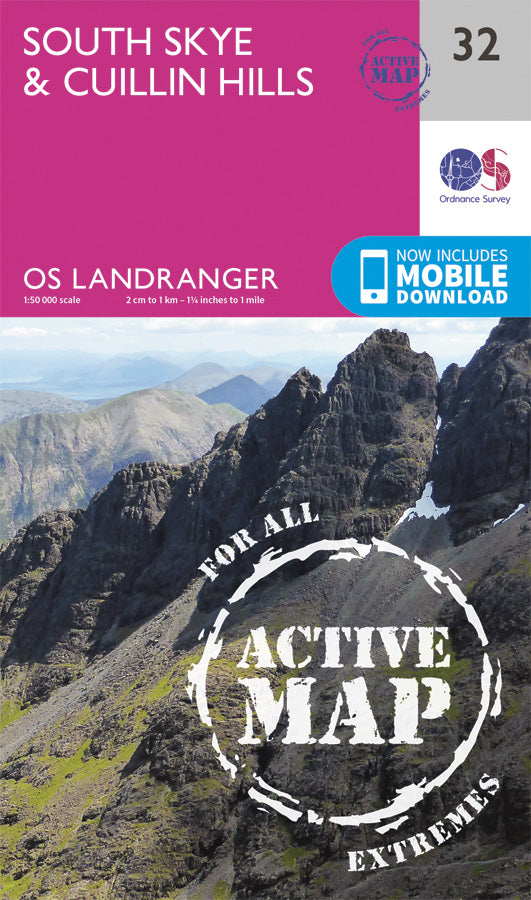 Carte topographique n° 032 - South Skye, Cuillin Hills (Grande Bretagne) | Ordnance Survey - Landranger carte pliée Ordnance Survey Plastifiée 