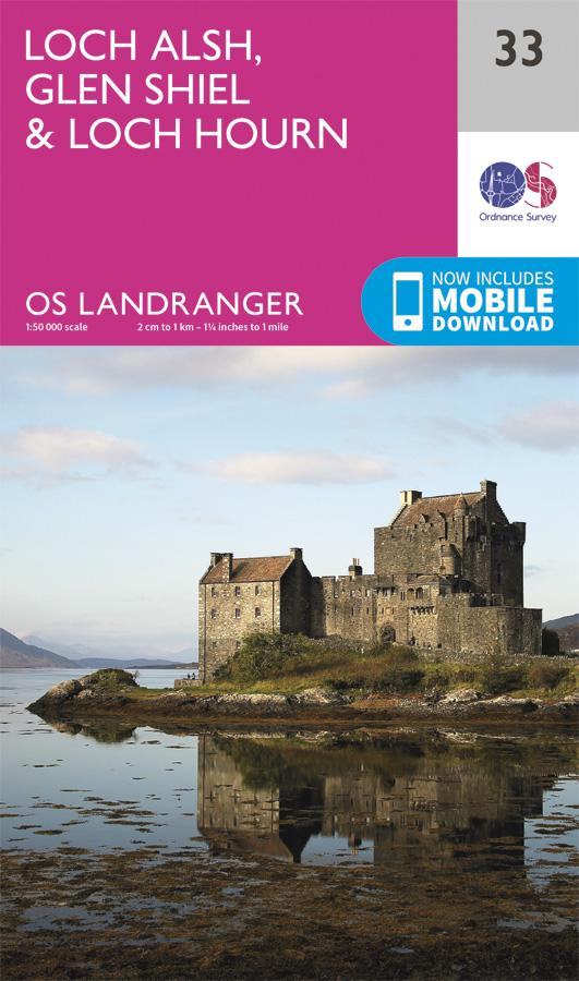 Carte topographique n° 033 - Loch Alsh, Glen Shiel, Loch Hourn (Grande Bretagne) | Ordnance Survey - Landranger carte pliée Ordnance Survey 