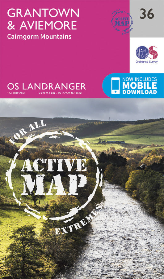 Carte topographique n° 036 - Grantown, Aviemore (Grande Bretagne) | Ordnance Survey - Landranger carte pliée Ordnance Survey Plastifiée 