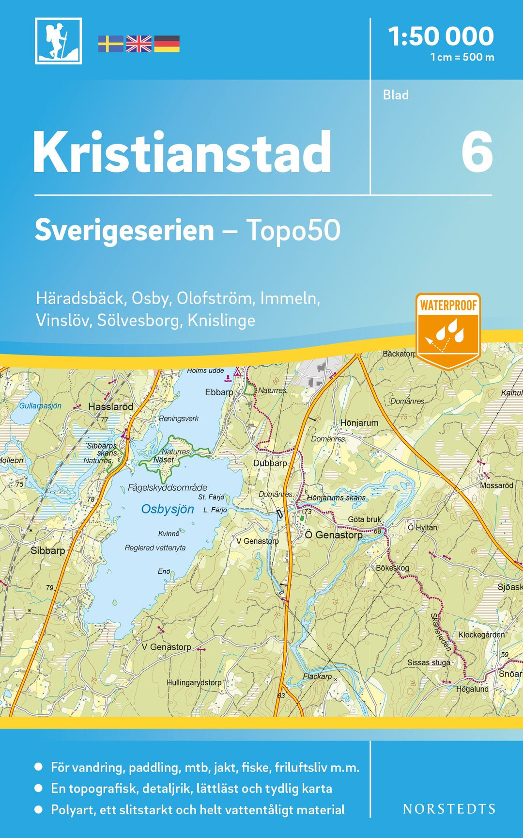 Carte topographique n° 06 - Kristianstad (Suède) | Norstedts - Sverigeserien carte pliée Norstedts 