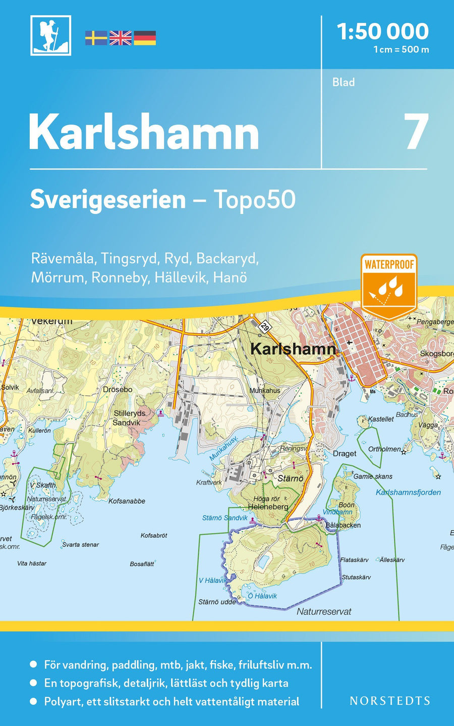 Carte topographique n° 07 - Karlshamn (Suède) | Norstedts - Sverigeserien carte pliée Norstedts 