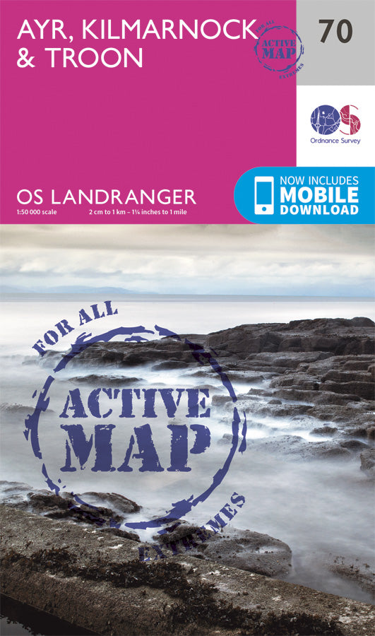 Carte topographique n° 070 - Ayr, Kilmarnock, Troon (Grande Bretagne) | Ordnance Survey - Landranger carte pliée Ordnance Survey Plastifiée 