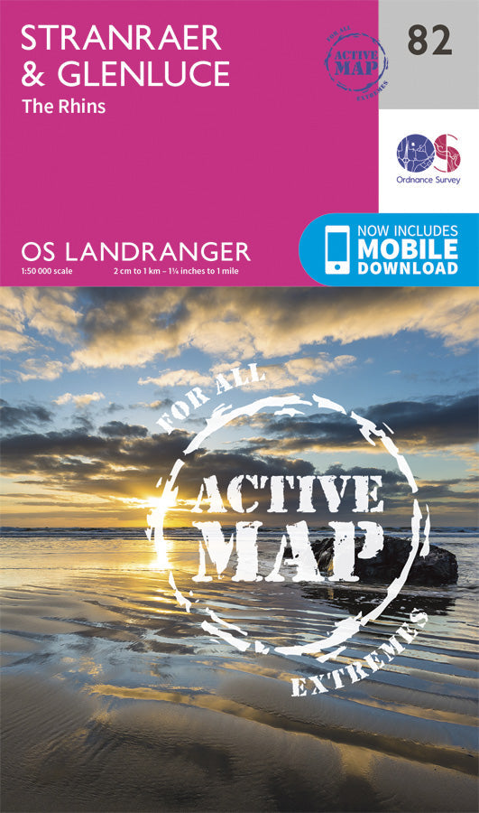 Carte topographique n° 082 - Stranraer, Glenluce (Grande Bretagne) | Ordnance Survey - Landranger carte pliée Ordnance Survey Plastifiée 
