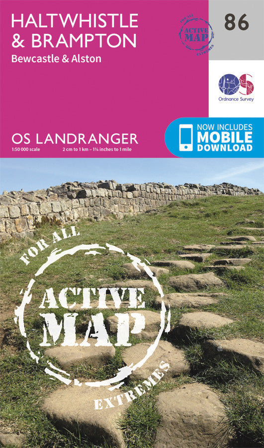 Carte topographique n° 086 - Haltwhistle, Brampton (Grande Bretagne) | Ordnance Survey - Landranger carte pliée Ordnance Survey Plastifiée 