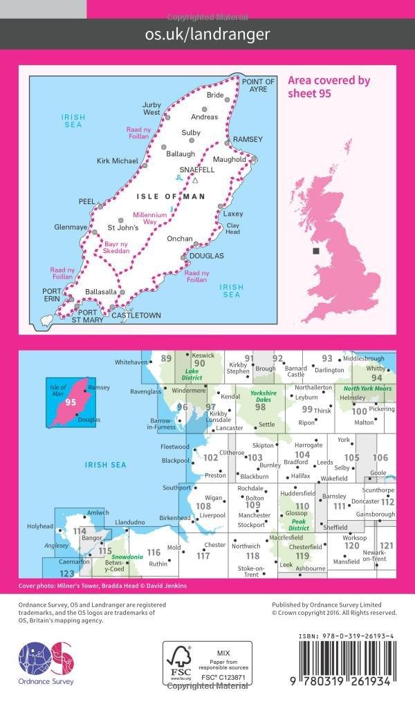 Carte détaillée de l'île de Man | Ordnance Survey - La Compagnie des Cartes
