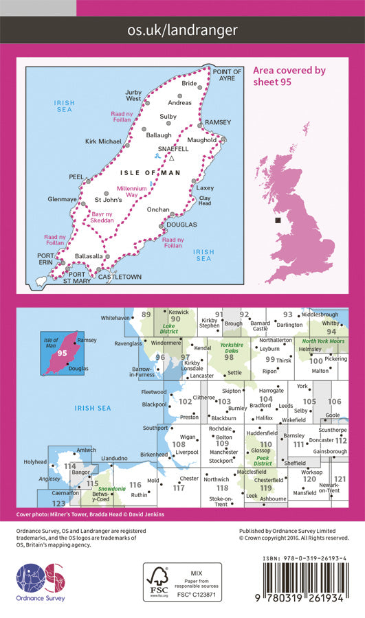 Carte topographique n° 095 - Ile de Man | Ordnance Survey - Landranger carte pliée Ordnance Survey Papier 