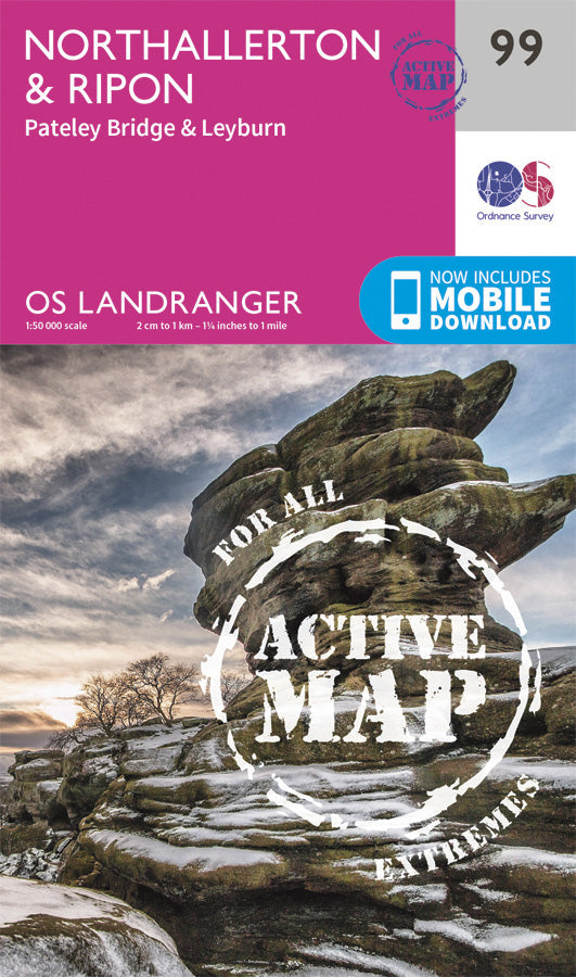 Carte topographique n° 099 - Northallerton, Ripon (Grande Bretagne) | Ordnance Survey - Landranger carte pliée Ordnance Survey Plastifiée 