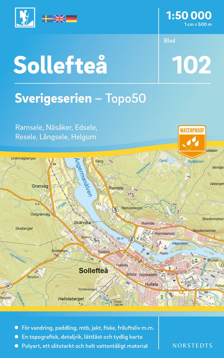 Carte topographique n° 102 - Sollefteå (Suède) | Norstedts - Sverigeserien carte pliée Norstedts 