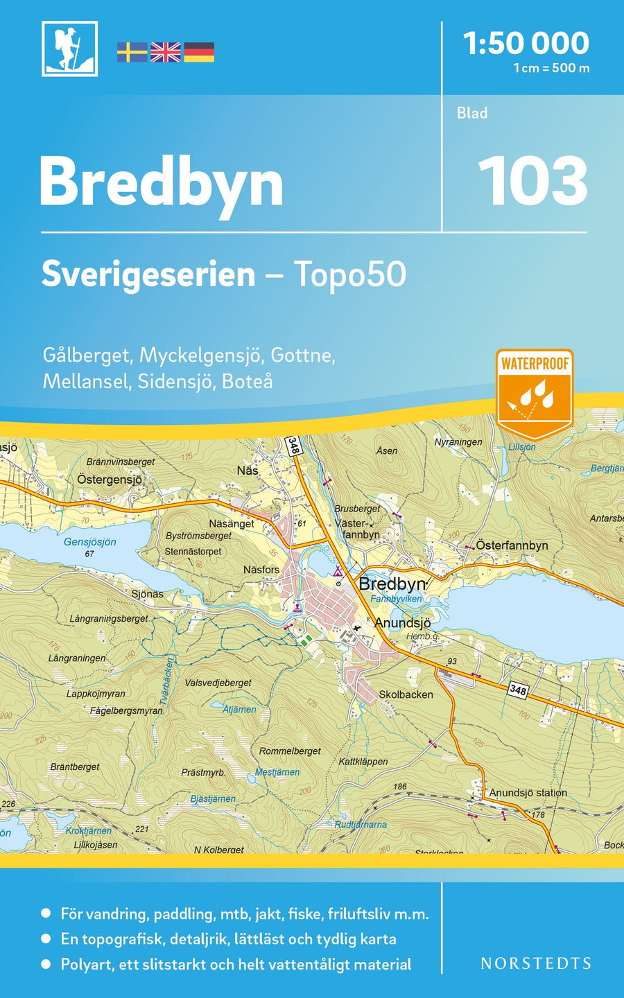 Carte topographique n° 103 - Bredbyn (Suède) | Norstedts - Sverigeserien carte pliée Norstedts 
