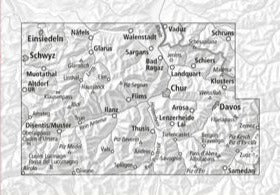 Carte topographique n° 106 - Glarnerland, Bündnerland (Suisse) | Swisstopo - 1/100 000 carte pliée Swisstopo 
