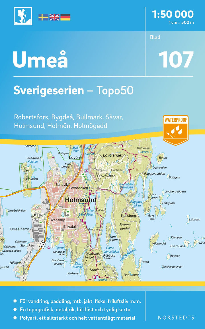 Carte topographique n° 107 - Umeå (Suède) | Norstedts - Sverigeserien carte pliée Norstedts 