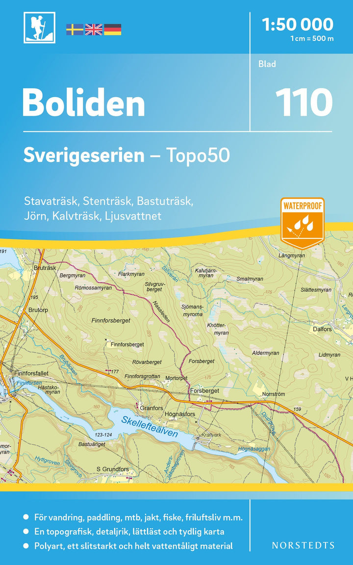 Carte topographique n° 110 - Boliden (Suède) | Norstedts - Sverigeserien carte pliée Norstedts 