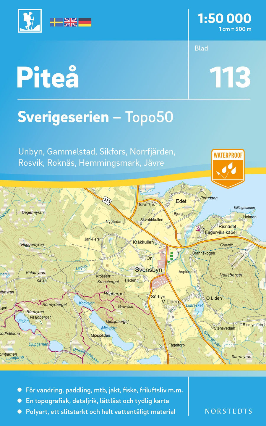 Carte topographique n° 113 - Piteå (Suède) | Norstedts - Sverigeserien carte pliée Norstedts 