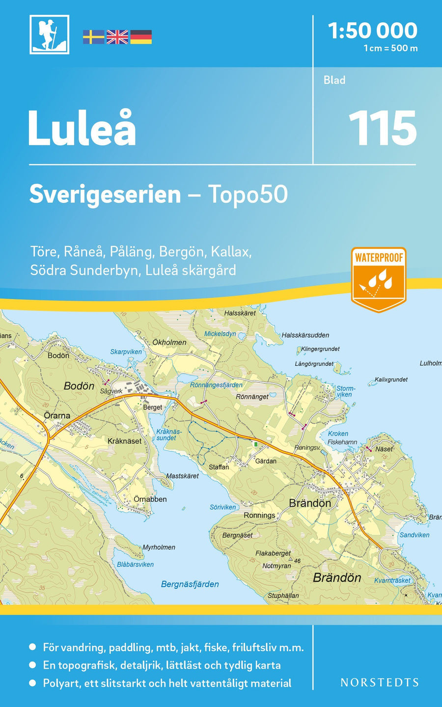 Carte topographique n° 115 - Luleå (Suède) | Norstedts - Sverigeserien carte pliée Norstedts 