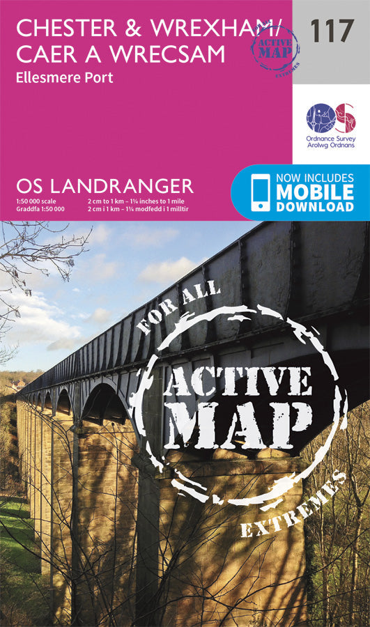 Carte topographique n° 117 - Chester, Wrexham (Grande Bretagne) | Ordnance Survey - Landranger carte pliée Ordnance Survey Plastifiée 