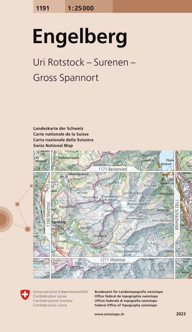 Carte topographique n° 1191 - Engelberg (Suisse) | Swisstopo - 1/25 000 carte pliée Swisstopo 
