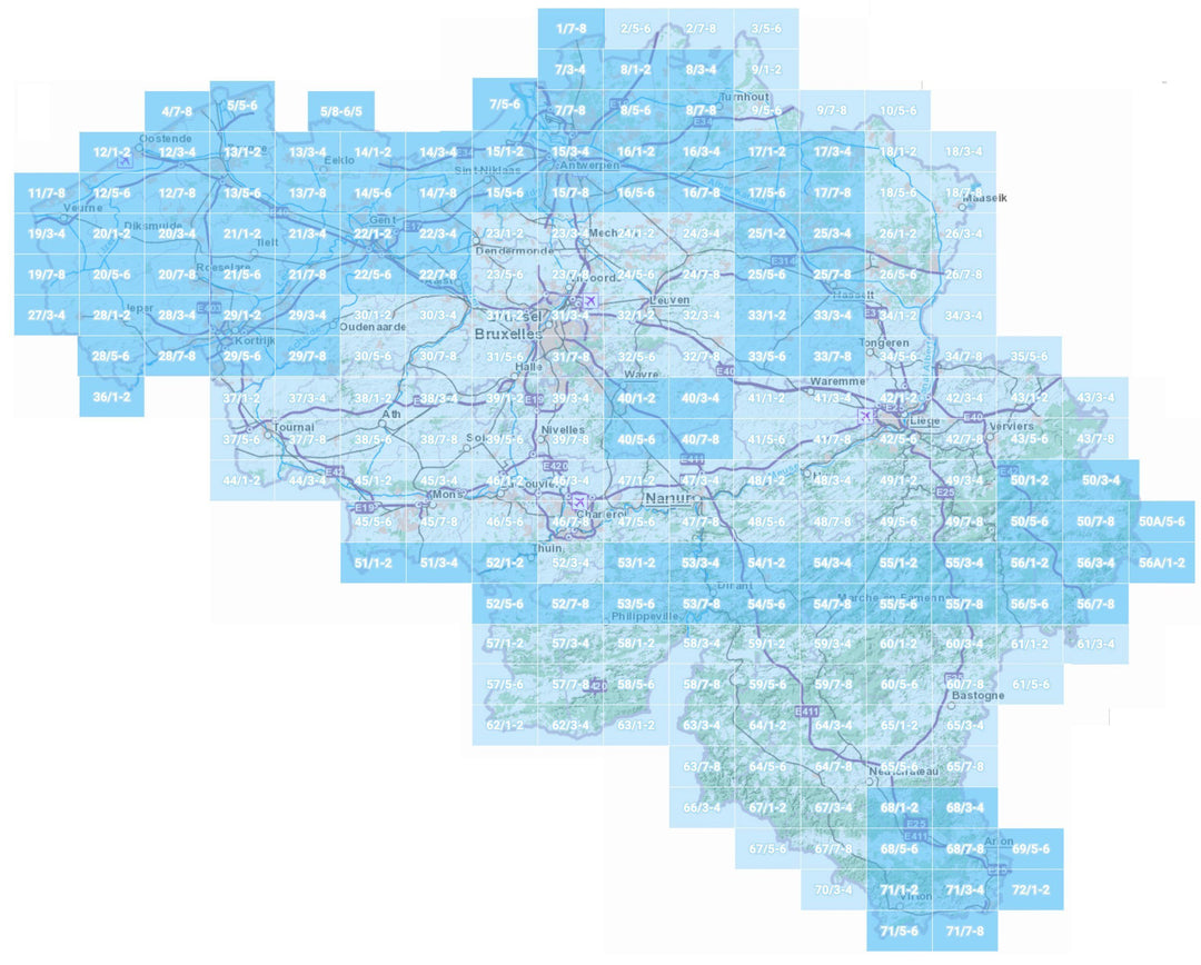 Carte topographique n° 12/1-2 - Oostende (Belgique) | NGI topo 25 carte pliée IGN Belgique 