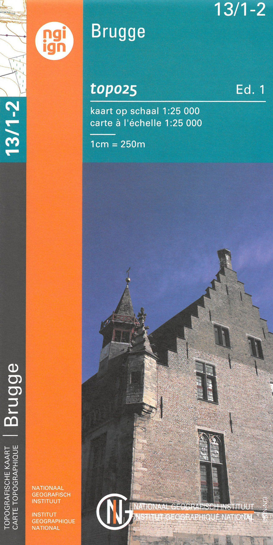 Carte topographique n° 13/1-2 - Brugge (Belgique) | NGI topo 25 carte pliée IGN Belgique 