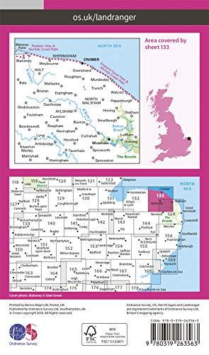 Carte topographique n° 133 - North East Norfolk (Grande Bretagne) | Ordnance Survey - Landranger carte pliée Ordnance Survey 