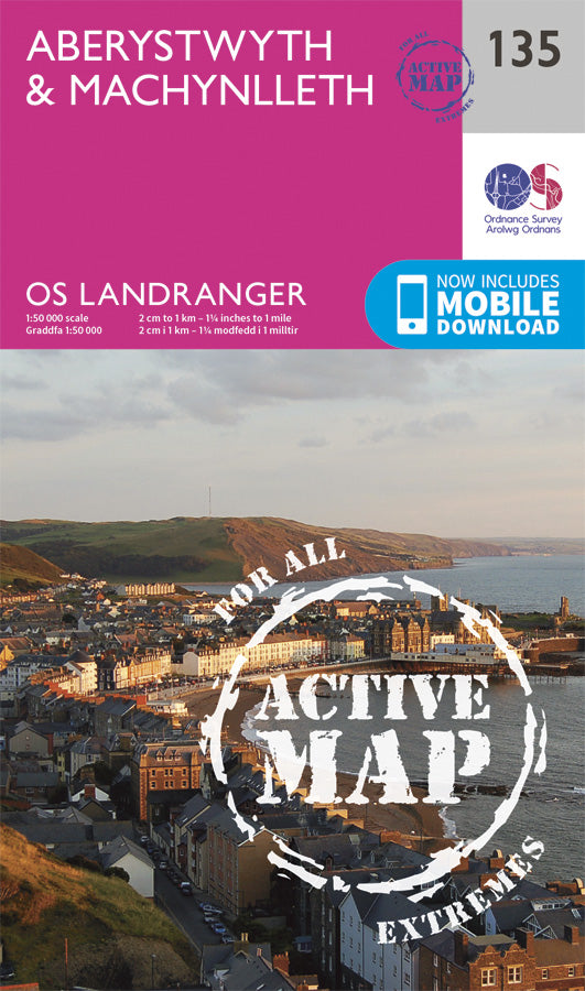 Carte topographique n° 135 - Aberystwyth, Machynlleth (Grande Bretagne) | Ordnance Survey - Landranger carte pliée Ordnance Survey Plastifiée 