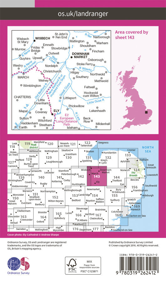 Carte topographique n° 143 - Ely, Wisbech (Grande Bretagne) | Ordnance Survey - Landranger carte pliée Ordnance Survey Papier 