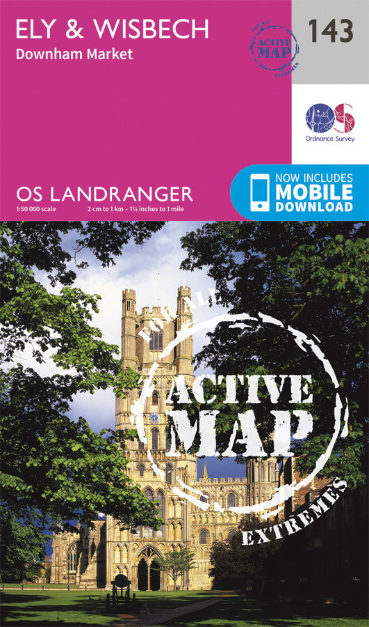 Carte topographique n° 143 - Ely, Wisbech (Grande Bretagne) | Ordnance Survey - Landranger carte pliée Ordnance Survey Plastifiée 