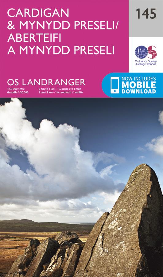 Carte topographique n° 145 - Cardigan, Mynydd Preseli (Grande Bretagne) | Ordnance Survey - Landranger carte pliée Ordnance Survey 