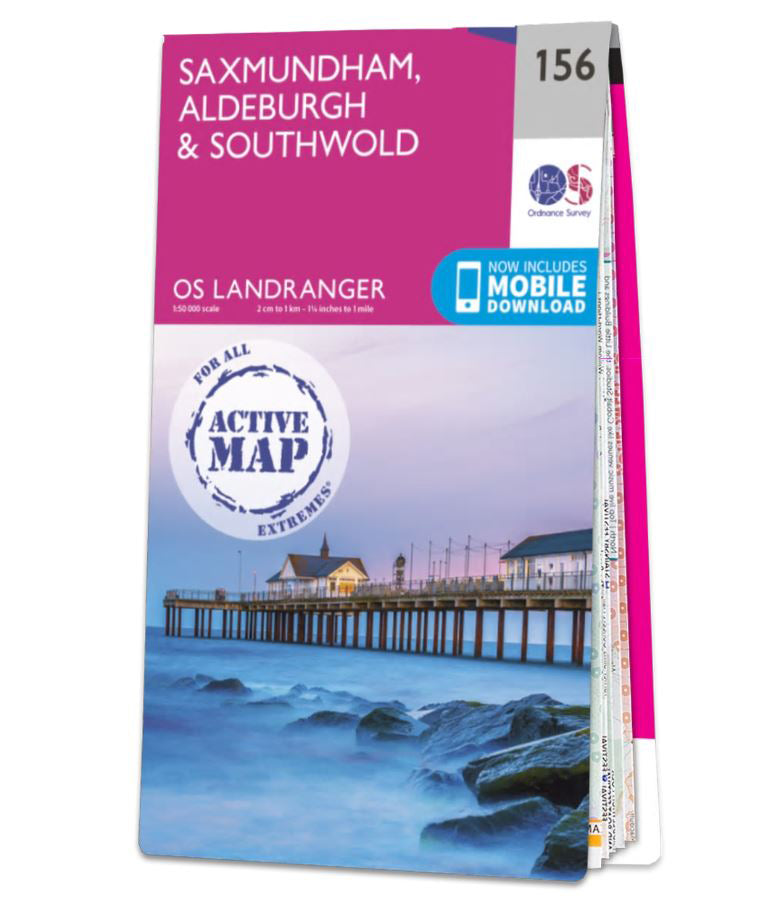 Carte topographique n° 156 - Saxmundham, Aldeburgh (Grande Bretagne) | Ordnance Survey - Landranger carte pliée Ordnance Survey Plastifiée 