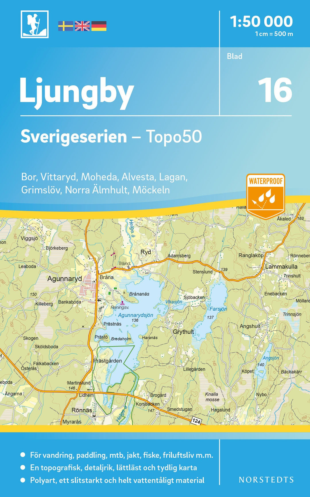Carte topographique n° 16 - Ljungby (Suède) | Norstedts - Sverigeserien carte pliée Norstedts 
