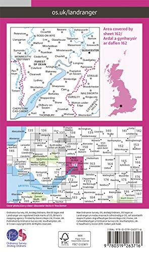 Carte topographique n° 162 - Gloucester, Forest Dean (Grande Bretagne) | Ordnance Survey - Landranger carte pliée Ordnance Survey 