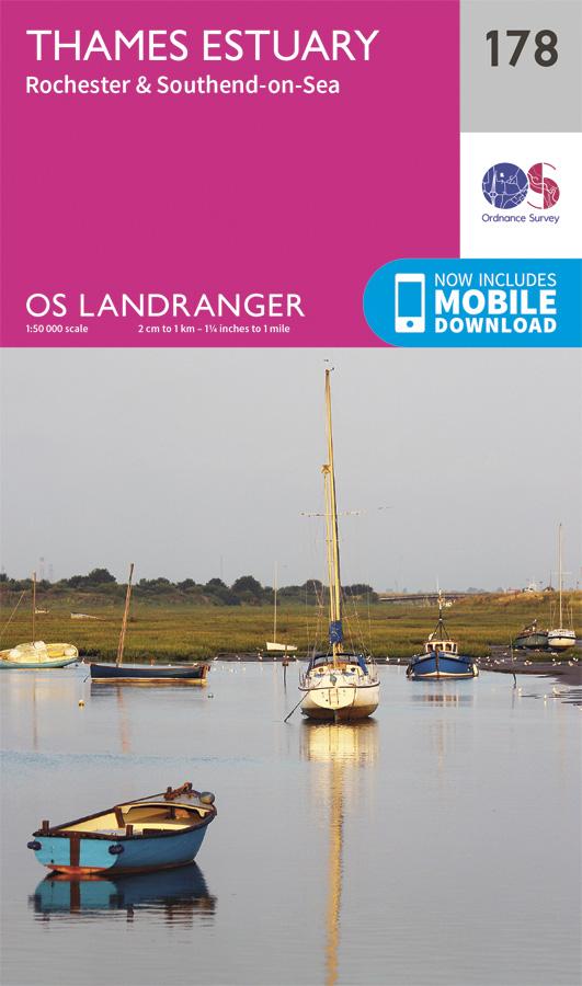 Carte topographique n° 178 - Thames Estuary (Grande Bretagne) | Ordnance Survey - Landranger carte pliée Ordnance Survey 