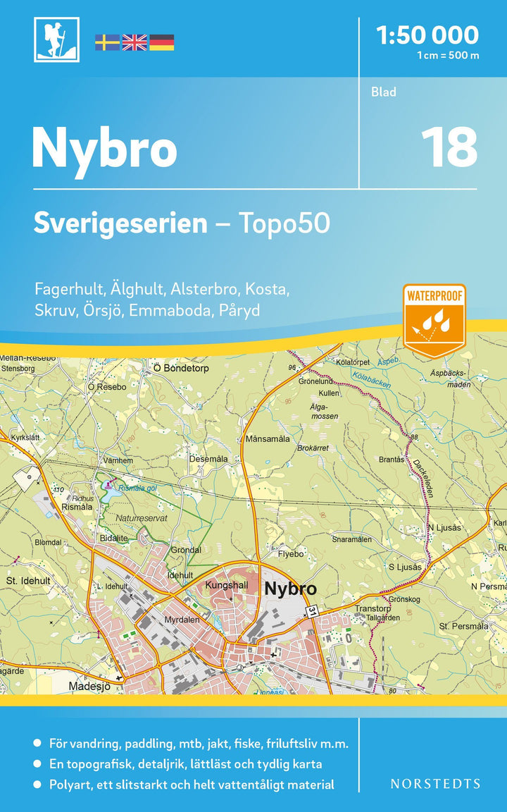 Carte topographique n° 18 - Nybro (Suède) | Norstedts - Sverigeserien carte pliée Norstedts 