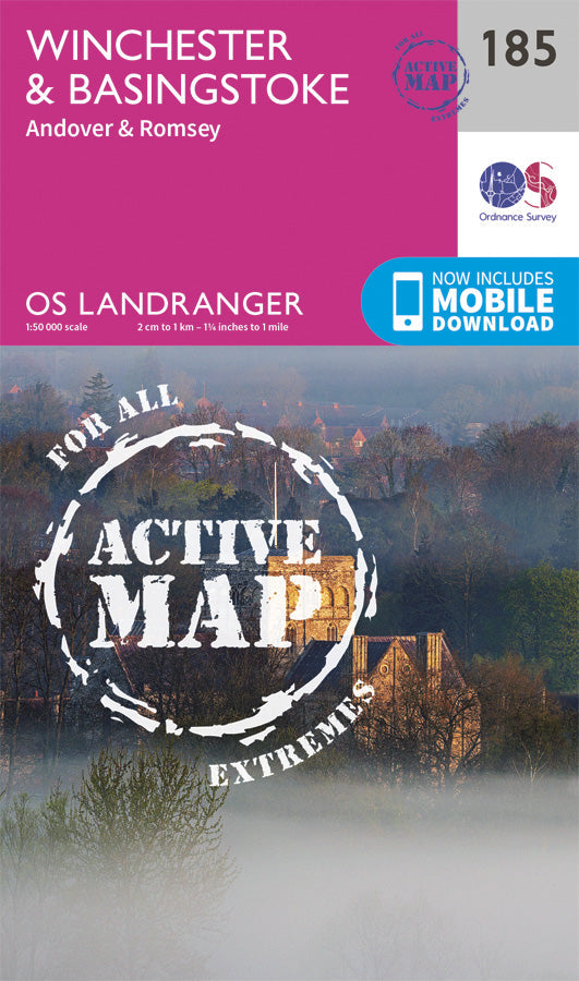 Carte topographique n° 185 - Winchester, Basingstoke (Grande Bretagne) | Ordnance Survey - Landranger carte pliée Ordnance Survey Plastifiée 