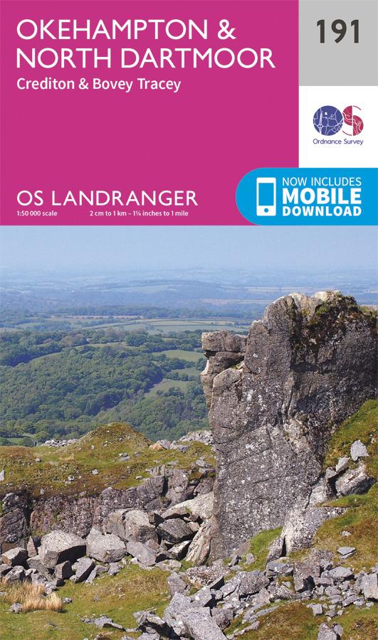 Carte topographique n° 191 - Okehampton, North Dartmoor (Grande Bretagne) | Ordnance Survey - Landranger carte pliée Ordnance Survey 