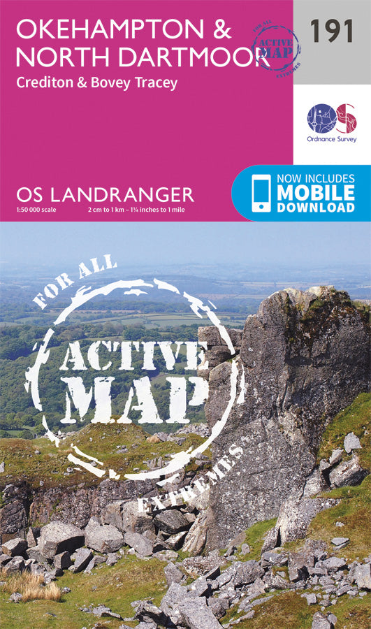 Carte topographique n° 191 - Okehampton, North Dartmoor (Grande Bretagne) | Ordnance Survey - Landranger carte pliée Ordnance Survey Plastifiée 