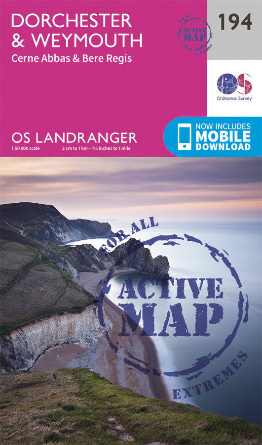 Carte topographique n° 194 - Dorchester, Weymouth (Grande Bretagne) | Ordnance Survey - Landranger carte pliée Ordnance Survey Plastifiée 