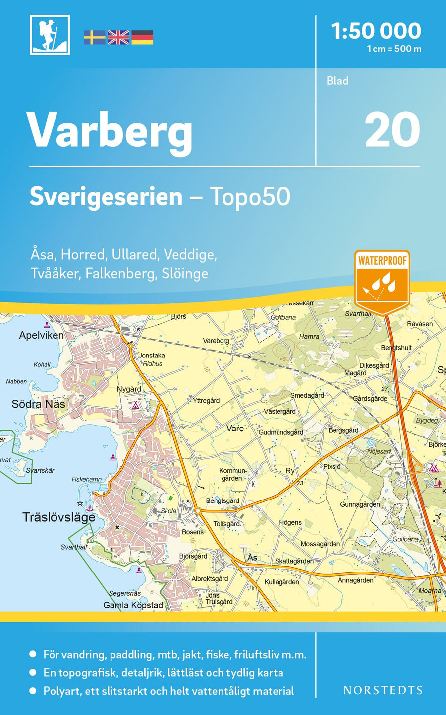 Carte topographique n° 20 - Varberg (Suède) | Norstedts - Sverigeserien carte pliée Norstedts 
